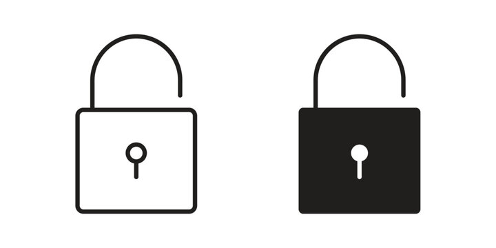 Unlock icon collection on white background. Vector icon art.