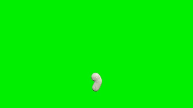 3d cracked bone comma punctuation mark animation on green screen background