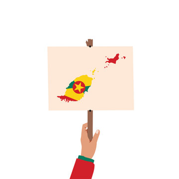 grenada map with national flag