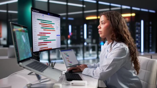 Agile Project Manager Reviews Scrum Board Notes