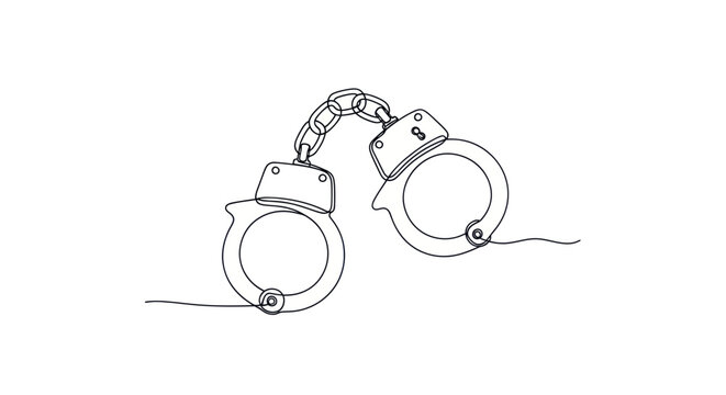 Minimalist Handcuffs Line Drawing, Symbol of Justice and Arrest