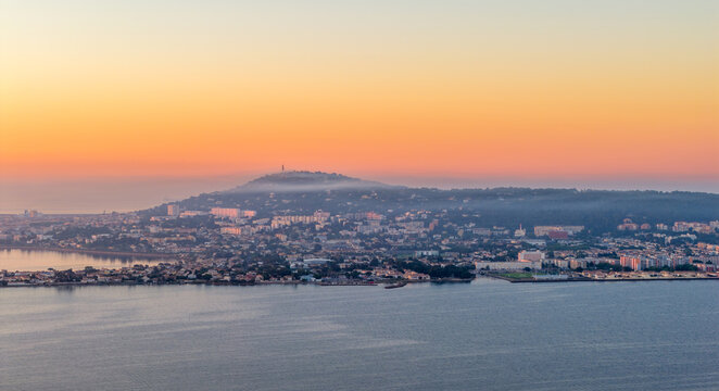 Sunrise over Mont Saint Clair in S&egrave;te, Occitanie, France