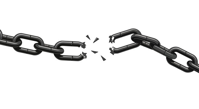 Broken Metal Chain Link, Symbol of Freedom and Breaking Free