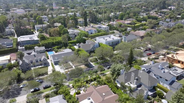 Affluent Neighbourhood Beverly Hills Los Angeles California Drone Aerial Footage