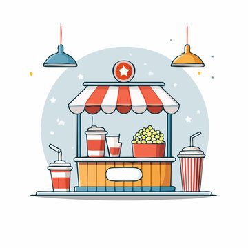 Concession Stand with Popcorn and Drinks