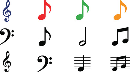 Fototapeta premium Set of musical notes and clefs