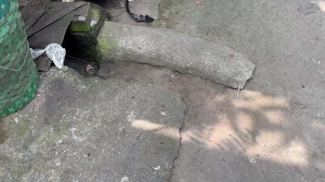 Outdoor concrete drainage pipe and open sewage system