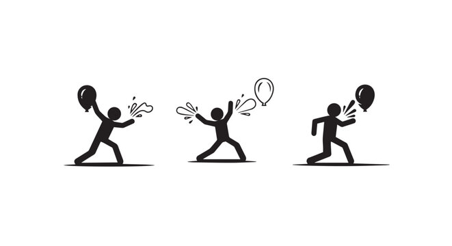 Stick Figure Characters Playing Tennis Sport Sequence.