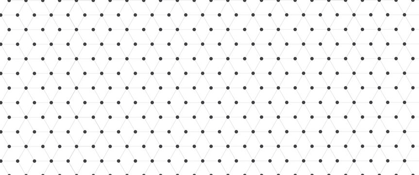 Abstract isometric grid vector seamless pattern. Black and white thin line triangles texture. Monochrome geometric mosaic minimalistic background. Plotting hexagonal, triangular ruler for drafting