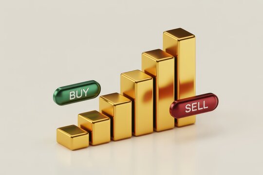 Gold bar chart with buy and sell buttons