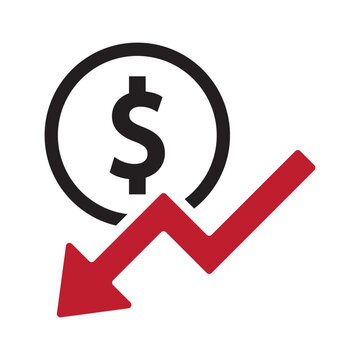 Dollar up and down icon. Price decrease and increase symbol.