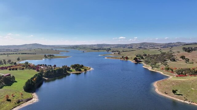 Spectacular aerial footage of Carcoar Dam NSW Australia