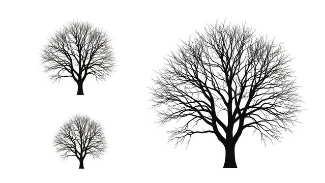 Three leafless trees in winter