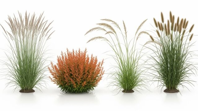 Three ornamental grasses in pots