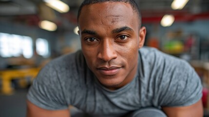 Obraz premium Young veteran athlete with prosthetic leg focused during training