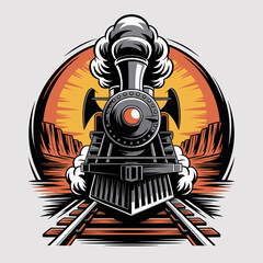 Vintage Locomotive Steam Train Engine Front. © Adi
