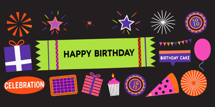 birthday celebration sticker pack a dynamic collection of colorful elements