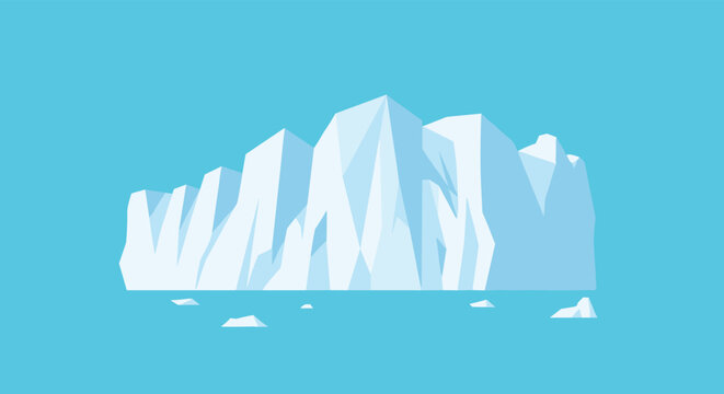 Massive white iceberg floating in calm blue arctic waters under a clear sky, highlighting the majestic but fragile polar environment and climate.