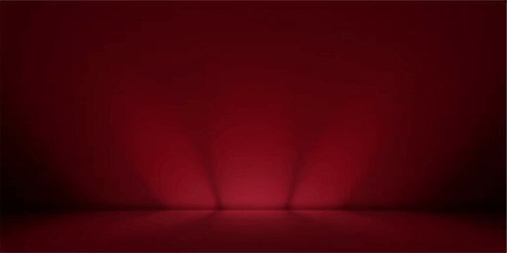 Red sofa in luxury living room with red stage curtains and spotlight background