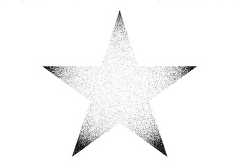 Fototapeta premium Faded five-pointed star graphic with grainy texture in a gradient from center to edges isolated on transparent background