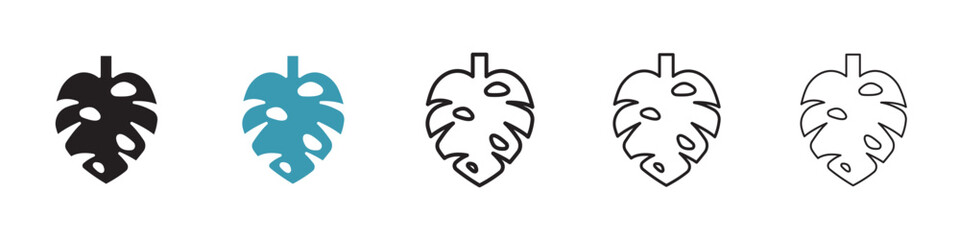 Monstera deliciosa plant leaf icon in flat style. Basic vector symbol illustration © sadid