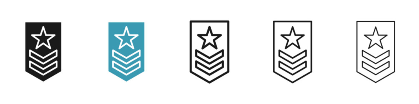 Military rank badge icon in flat style. Basic vector symbol illustration