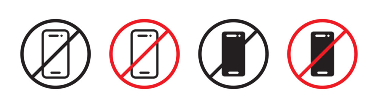 No cell phone sign in flat style. Basic vector symbol illustration