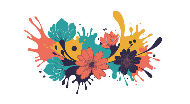 Vibrant Floral Splatter Abstract Design