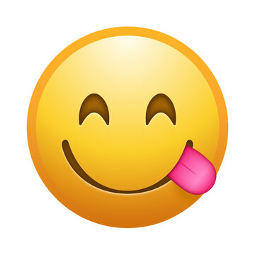 Face savoring food emoji illustration, transparent background.
