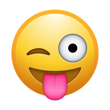 Winking face with tongue emoji illustration, transparent background.