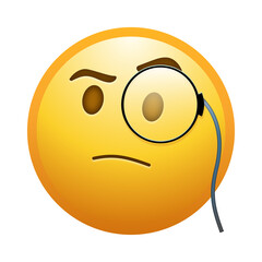 Naklejka premium Face with monocle emoji illustration, transparent background.