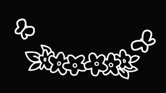 Cute doodle flower crown and butterfly animation.