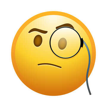 Face with monocle emoji illustration, transparent background.