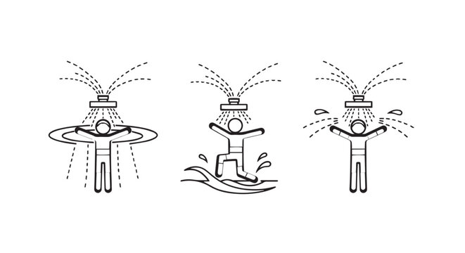 Illustrations of different sprinkler head water patterns.