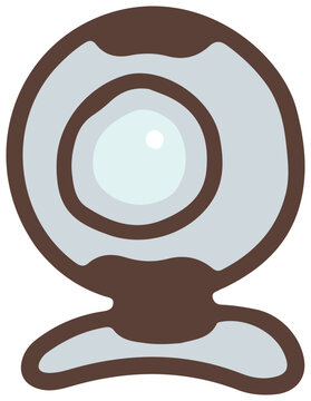 Minimalist asymmetric computer webcam icon for online business conference.