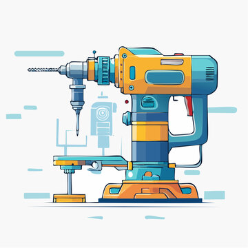 Stylized Illustration of a Drill Press