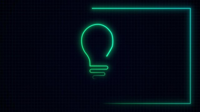 A glowing lightbulb with shinning light neon network line on black background