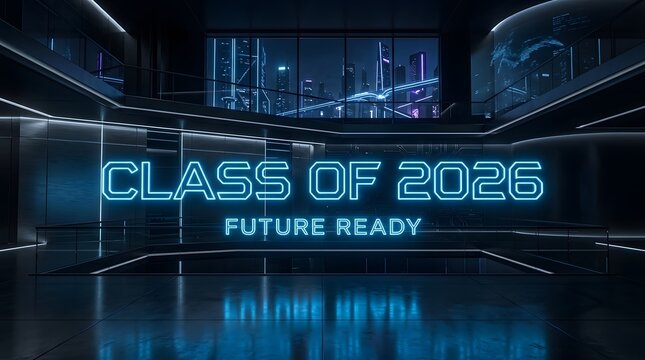 Futuristic Digital Class of 2026 Future Ready Graduation Poster