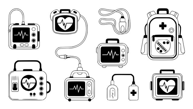 Medical monitoring devices and emergency equipment with medical monitor
