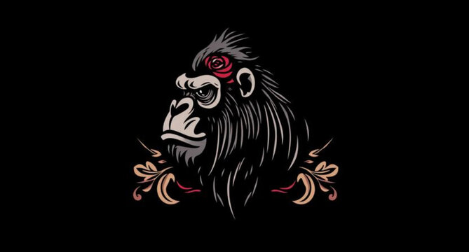 vector black and white gorila