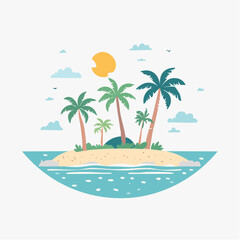 Fototapeta premium Tropical Island Paradise with Palm Trees and Ocean