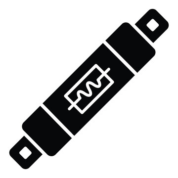 Electric fuse icon with white lines on black background symbol  electrical safety device icon