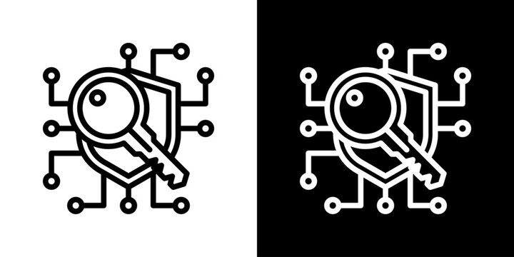 Encryption Key Icon Set Vector Collection Isolated In Black And White