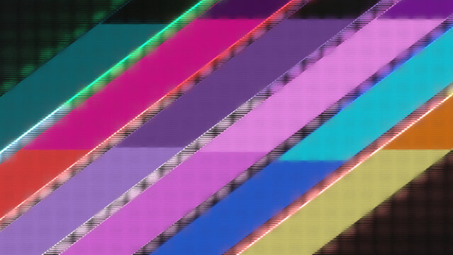Abstract Diagonal Sharp Neon Stripes and Glitch Texture