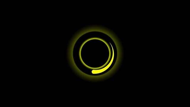 Abstract yellow glowing neon loading spinner animation loop isolated on black background video