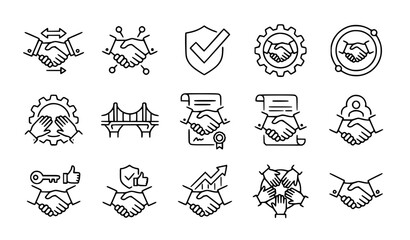 Fototapeta premium Handshake icon set business agreement partnership vector illustration