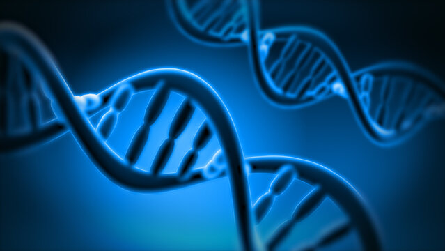 Render of DNA Double Helix on Blue Background