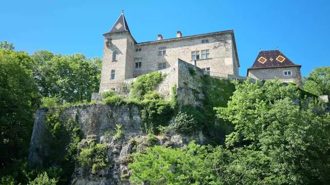 View of the S&ocirc;ne castle (Ch&acirc;teau de la S&ocirc;ne) from the Is&egrave;re river