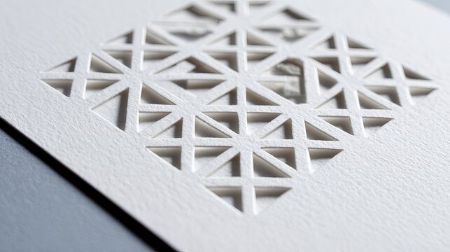 Minimal geometric paper cut pattern with embossed triangular shapes and elegant white layered texture for modern luxury backgrounds