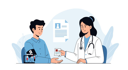 Fototapeta premium Doctor giving prescription to patient during medical consultation